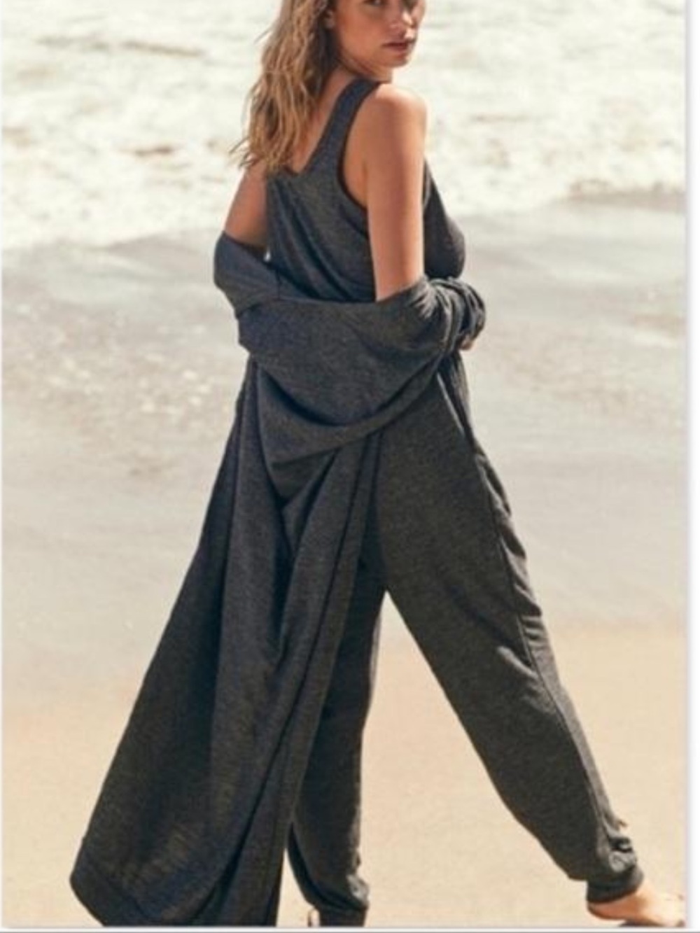 🩶 Free People FP Beach Bicoastal Charcoal Gray Jumpsuit Romper Small